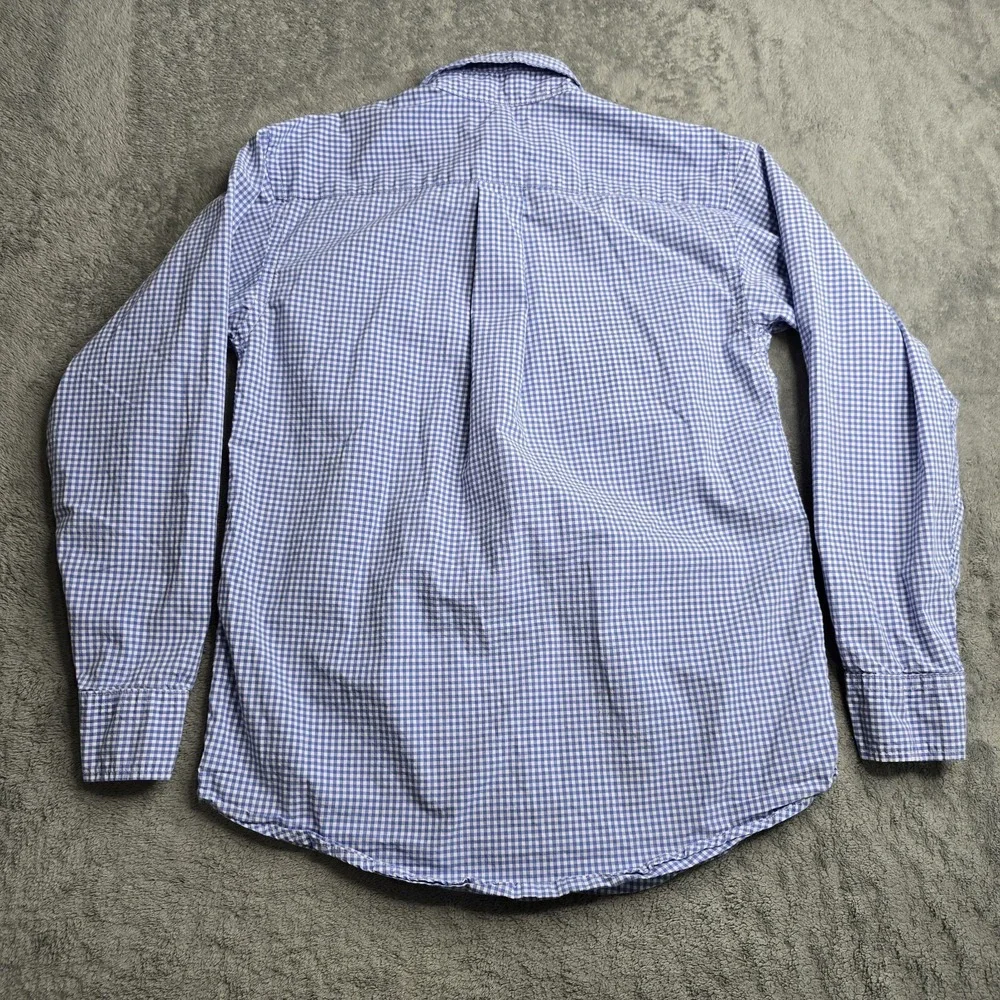 Ralph Lauren Blue Gingham Plaid Long Sleeve Button Down Boys M (10-12) Red Pony